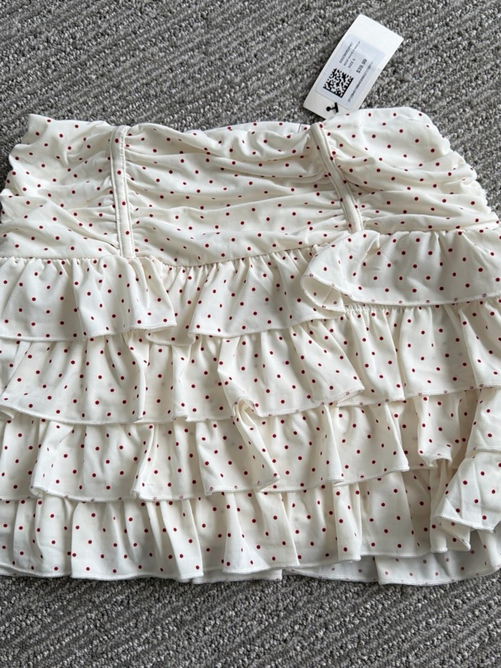 Glassons Cream Mini Skirt with Red Polka Dots